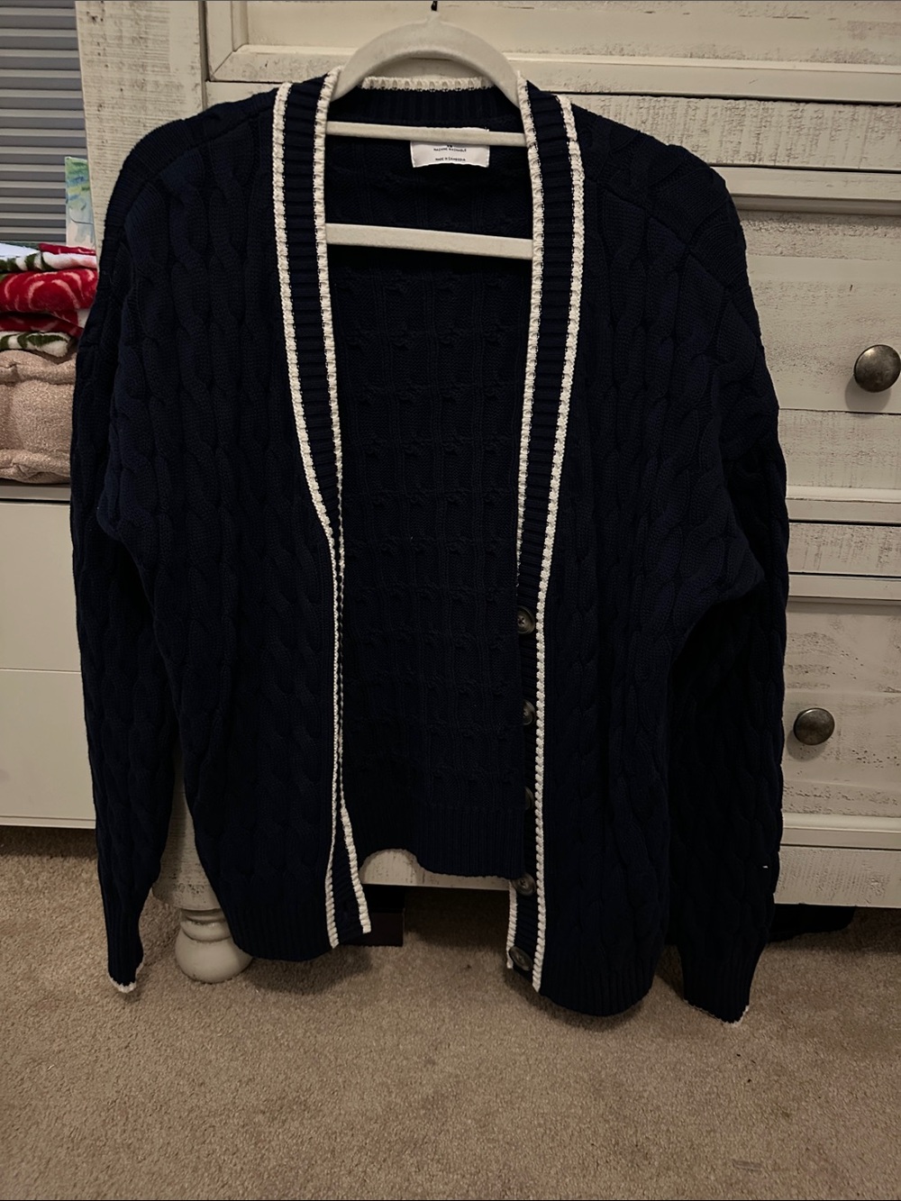 Old Navy Navy Cardigan with White Trim